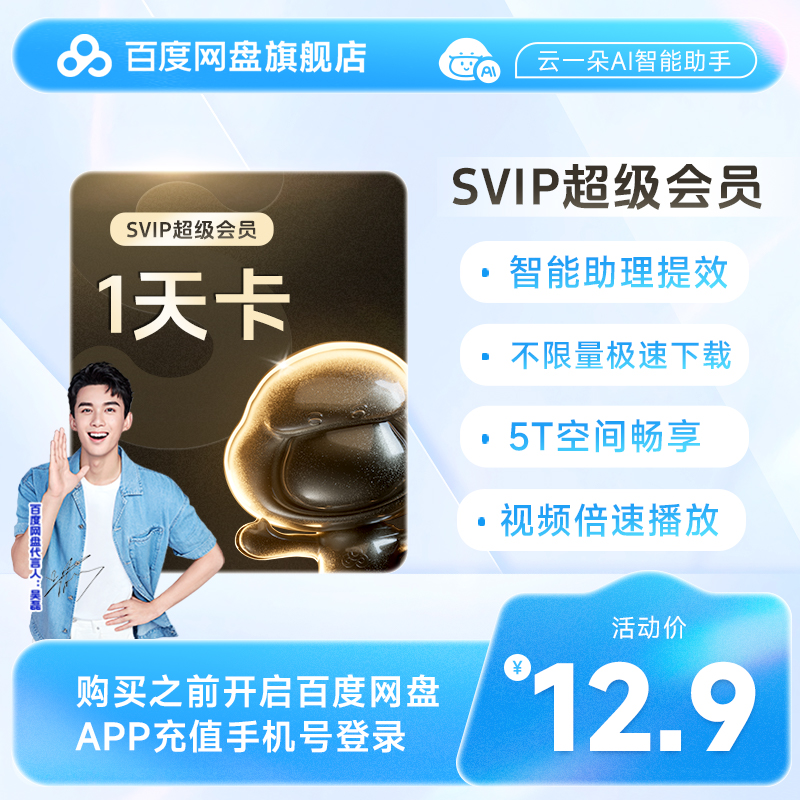 百度网盘超级会员SVIP1天卡 填手机号自动充值 - 图0