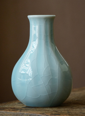 汝窑水培花盆绿萝水养花器鲜花花瓶摆件客厅插花中式家居客厅装饰