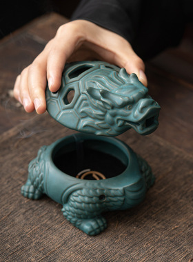 龙龟盘香炉 陶瓷工艺品熏香摆件倒流香薰炉创意家居香插香道代发