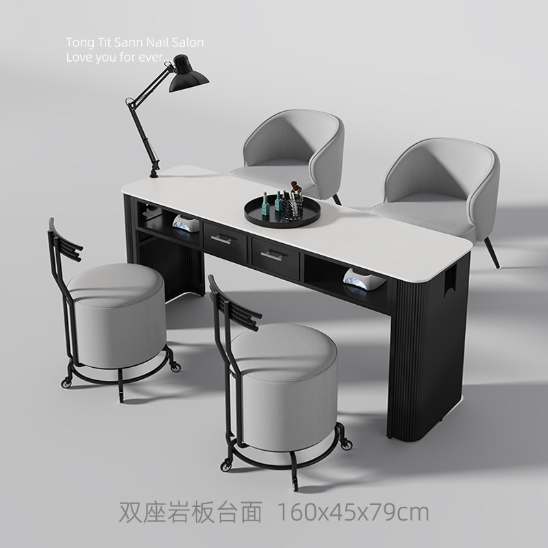 童铁山2025新款岩板美甲桌修甲台桌椅套装单双人加宽美甲店专用桌,淘宝优惠券,粉丝福利购,淘宝优惠卷