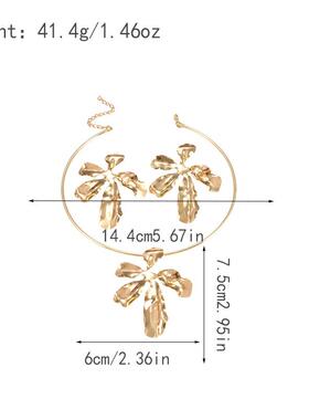 金属金色鸢尾花女轻奢耳钉项圈套装复古夸张个性风潮冷淡风耳环