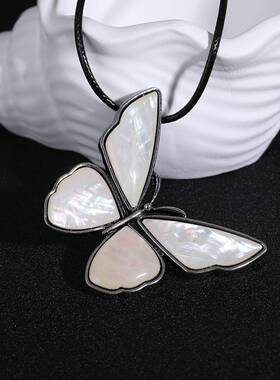 时尚质感镶嵌贝壳蝴蝶胸针别针项链吊坠两用DIY饰品配件厂家直销