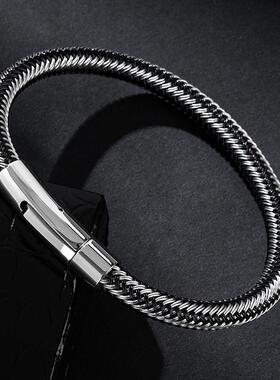 【新品上市】跨境爆款简约男士钢丝编织手链不锈钢百搭轻奢手镯