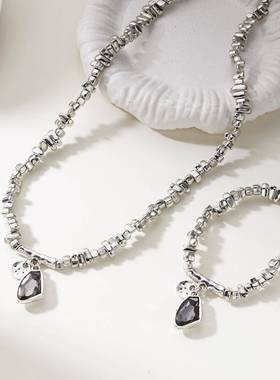 亚马逊跨境热销异形项链套装气质冷淡风创意不规则串珠项链手链