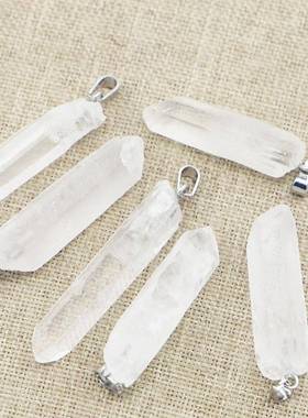 新爆款速卖通亚马逊热卖天然石原矿石白水晶水晶柱吊坠饰品配件