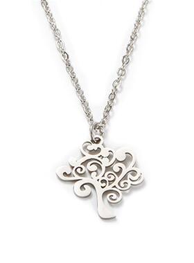 欧美配饰跨境项饰钛钢全抛光激光切割桃心生命树毛衣链项链女