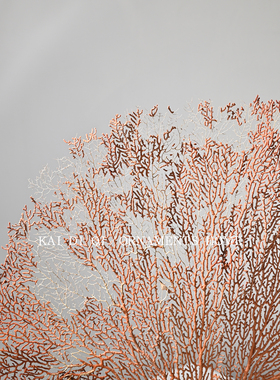 新中式天然海铁树红色黑底座珊瑚摆件样板间家居玄关柜创意装饰品