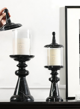 轻奢风现代大理石烛台客厅玄关样板间高级感软装桌面装饰烛台摆件