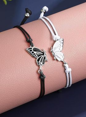 闺蜜拼接蝴蝶手链彩珠编织