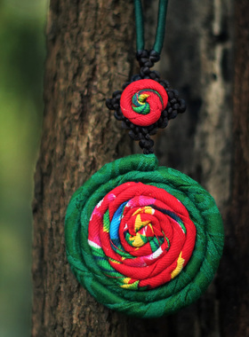 花制作布艺复古中国风配饰项链