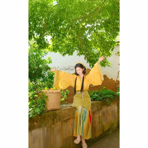 小个子新款汉服魏晋南北朝田园风种田古装演出汉元素襦裙成人套 - 图1