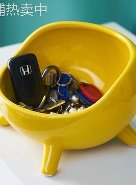 轻奢鞋柜门口进门入户玄关放钥匙的收纳盒摆件客厅遥控器装饰托盘