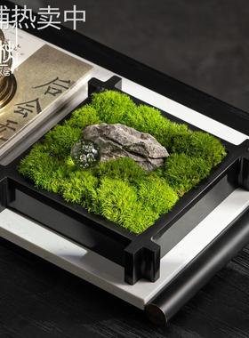 左顾 现代极简大理石苔藓摆件客厅餐厅桌面花器盆栽软装饰品摆设