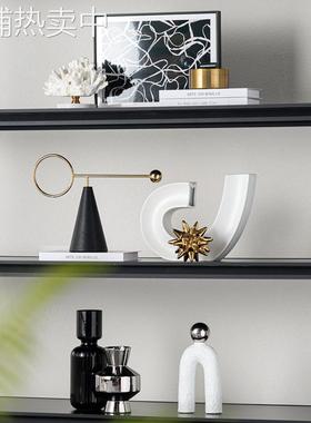 左顾 现代简约轻奢样板房会所展厅隔断展示柜摆件客厅书架装饰品