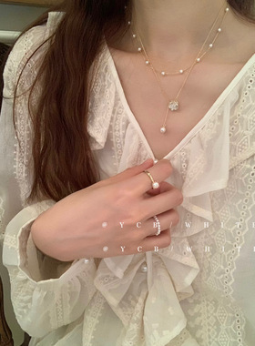 「月下山茶花」双层项链~