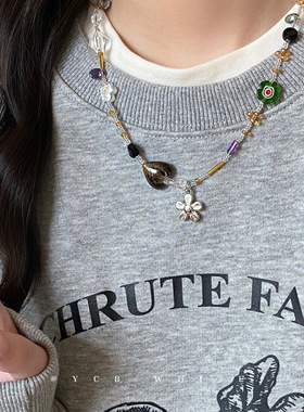 「加州女孩」ins百搭个性爱心串珠项链小众设计锁骨链颈链卫衣链