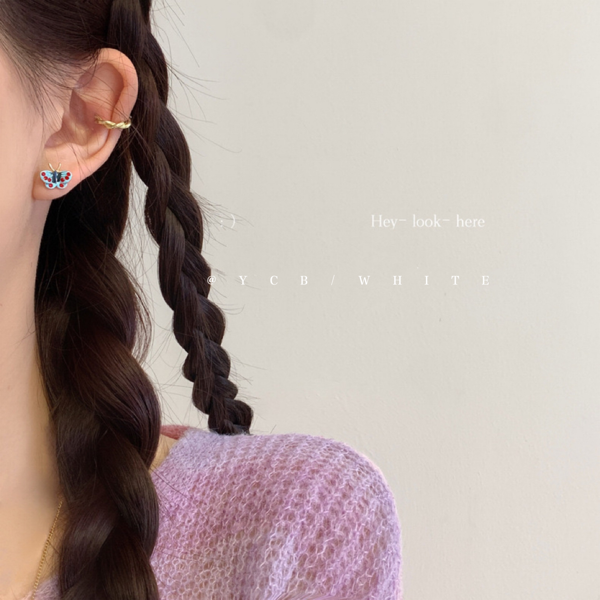 「阿飞的小蝴蝶」简约小巧mini可爱滴釉耳钉925纯银小众设计耳环