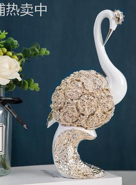 创意仙鹤摆件一对现代简约风客厅电视柜摆件架摆设书房卧室装饰品
