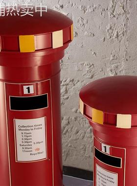 欧式铁艺创意邮筒垃圾筒摆件免费印LOGO复古个性家装饰品