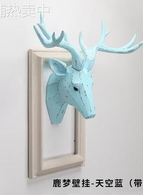 创意现代简约动物挂钩树脂工艺鹿头壁挂 墙面客厅背景墙装饰画