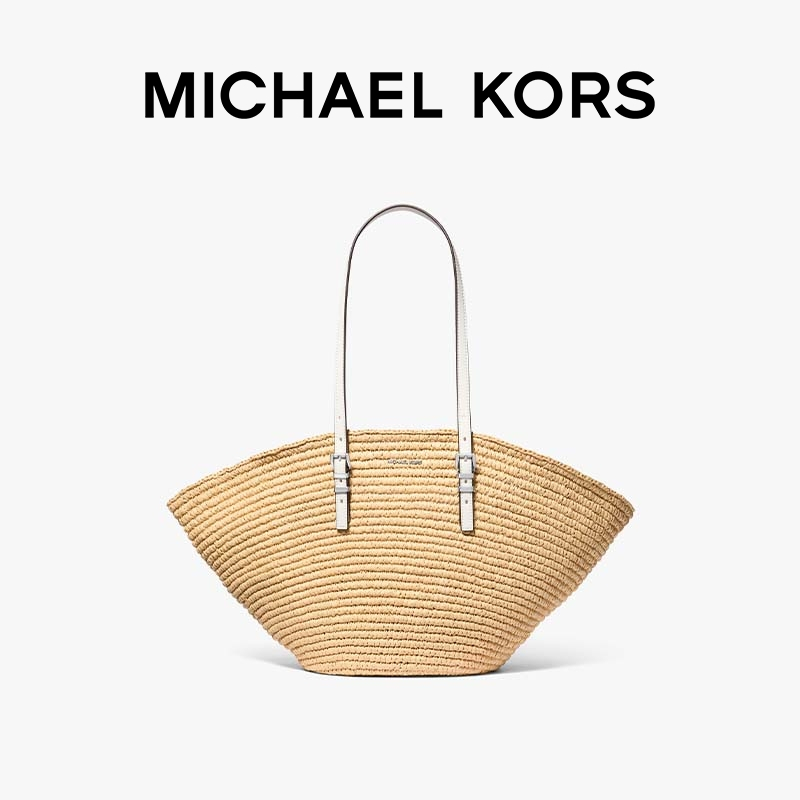 MICHAEL KORS MK Isa 女士大号草编托特包 - 图0