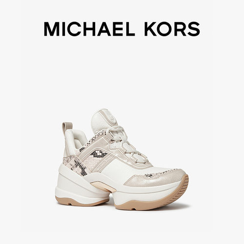 【两件折上折】MICHAEL KORS MK Olympia 女士厚底运动鞋 跟高8cm - 图1