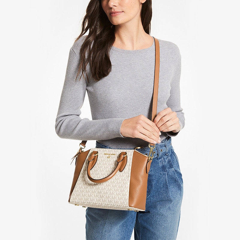 mk sienna中号老花拼色通勤托特包 MICHAEL KORS女士包袋