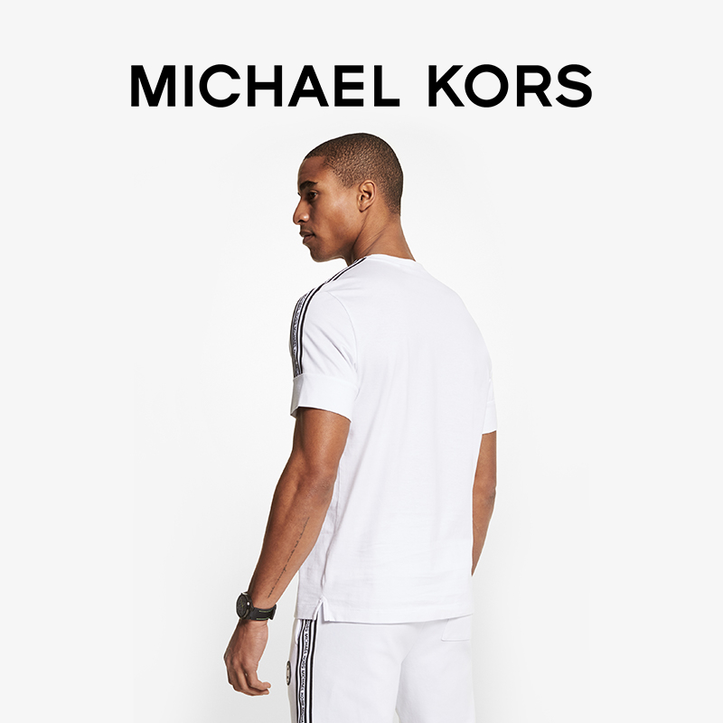 MICHAEL KORS 男士棉质印花边饰 T 恤短袖 - 图1