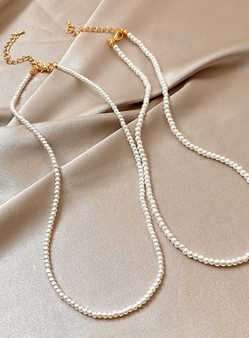 极细小米粒珍珠项链女轻奢小众锁骨链2024新款爆款气质高级感配饰