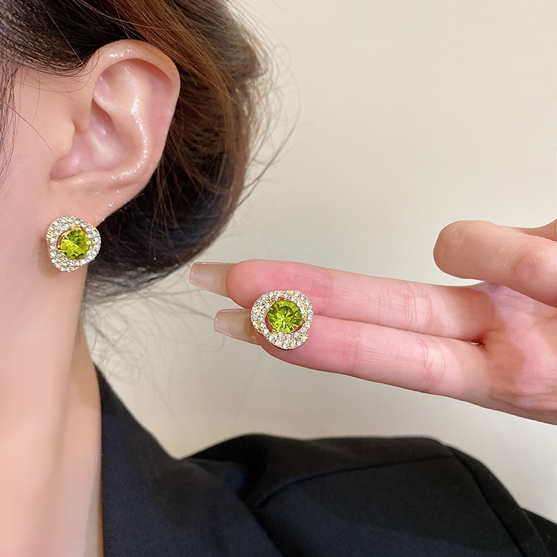 精致圆形锆石耳钉女港风复古高级感耳饰2023新款爆款轻奢百搭耳环 - 图2