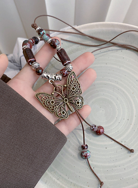 那片海蝴蝶陶瓷项链女