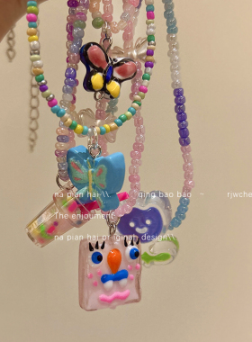 那片海彩色串珠项链女夏