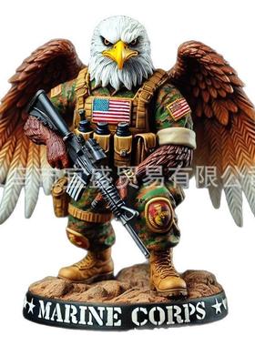 跨境美国老鹰大兵摆件装饰品设计鹰酱摆件设计树脂工艺品摆件创意