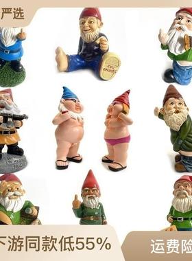 跨境小矮人骑青蛙树脂摆件庭院可爱摆件园林装饰摆件