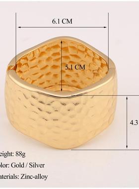 跨境不规则光面合金手镯时尚欧美简约手环个性凹凸设计感手饰