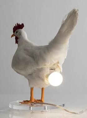 跨境鸡屁股灯摆件家居庭院设计摆件usb插头装饰品摆件树脂鸡灯