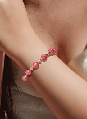 欧美跨境热卖天然石头珠子手链女简约百搭龙虾扣手串闺蜜礼物