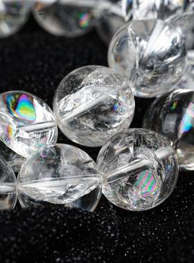 天然阿赛斯特莱七彩白水晶阿塞圆珠手链彩虹水晶手串幸运