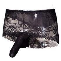 New mens large elephant nasal latex mens style underpants style lace fabric mens underpants open crotch