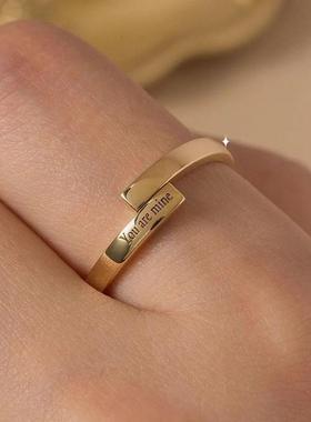 新品双向奔赴情侣戒指一对戒男女亮面小众设计开口调节指环