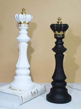 跨境新品北欧国际象棋摆件棋具国王战马王后软装艺术树脂工艺品