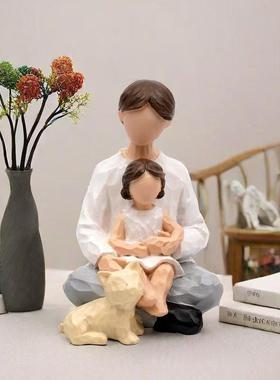 树脂摆件女孩抱马人物雕像天使摆件家居装饰桌面小摆件工艺品