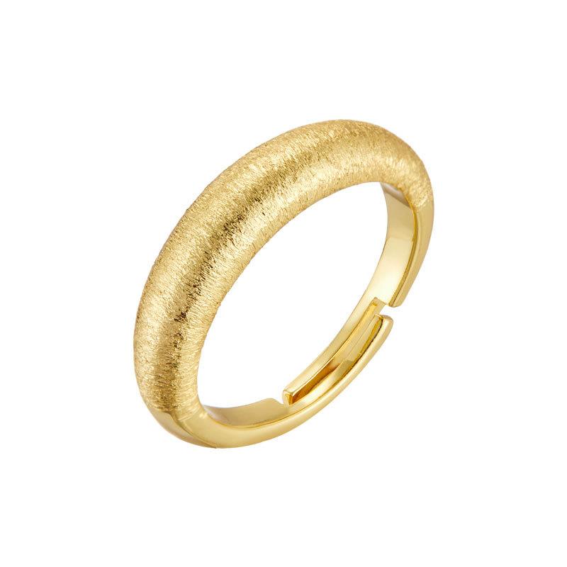 Retro style gold brushed open ring, simple and must-have style, light luxury ring, adjustable index finger ring