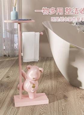创意卫生间卷纸架摆件厕所免打孔马桶边家居装饰品魔方熊置物架子