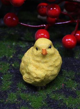 跨境仿真可爱小鸡摆件家居装饰树脂工艺品花园微景观苔藓多肉配饰