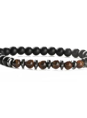 厂家直销天然石虎眼石串珠手链黑胆石手链成品手饰多色手串