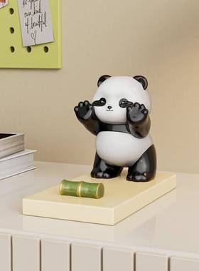 创意新款卡通熊猫手机支架可爱文创办公桌面装饰摆件工位生日礼物