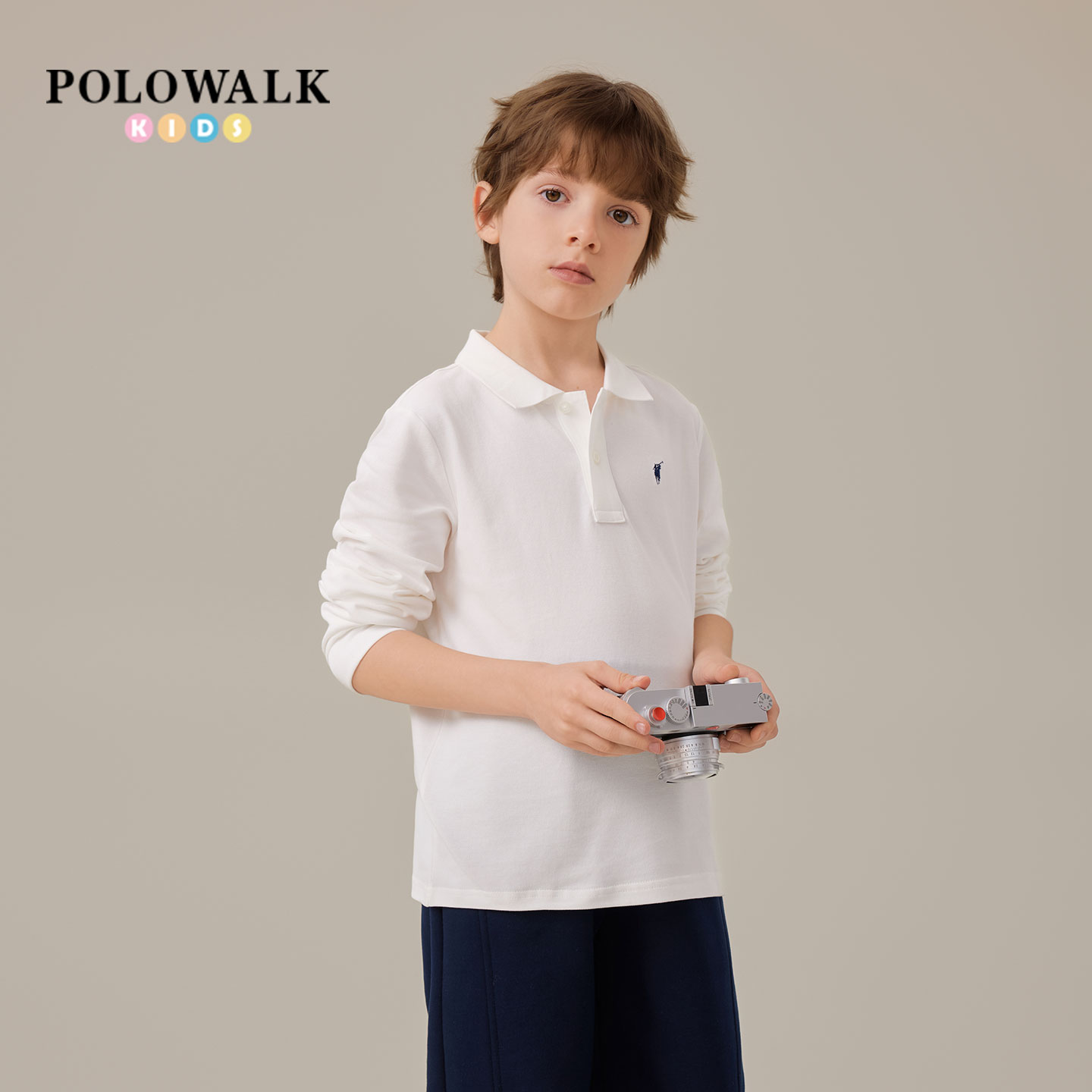 POLOWALK童装男童t恤长袖polo衫2025秋季新款保罗儿童翻领打底衫
