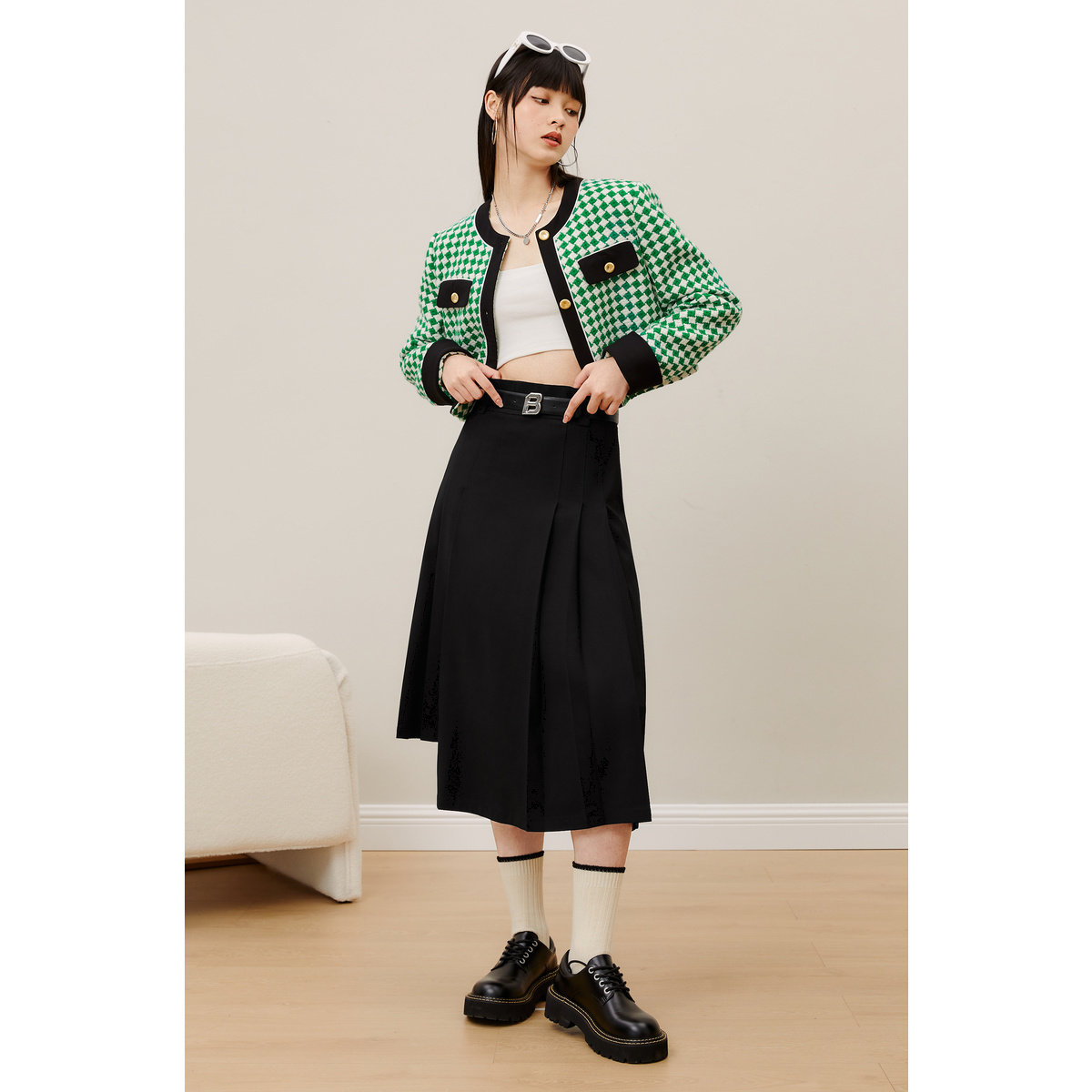 太平鸟小香风早秋新款撞色短外套 太平鸟outlets店短外套