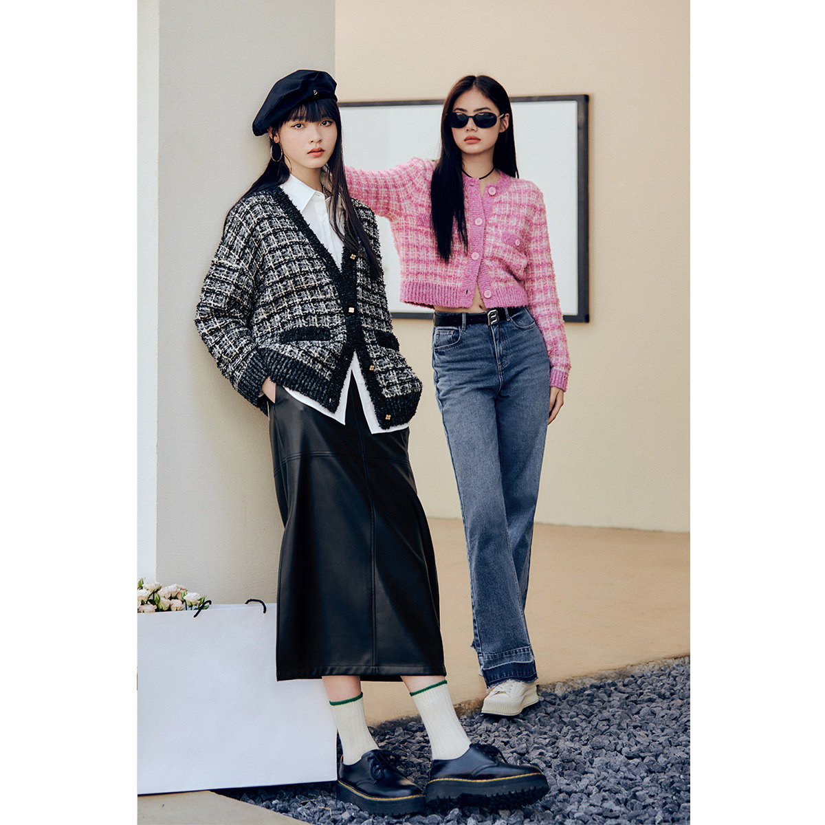 太平鸟小香风针织开衫秋冬新款毛衣 太平鸟outlets店毛针织衫